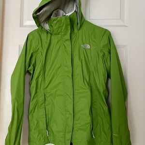 Light green North Face rain jacket